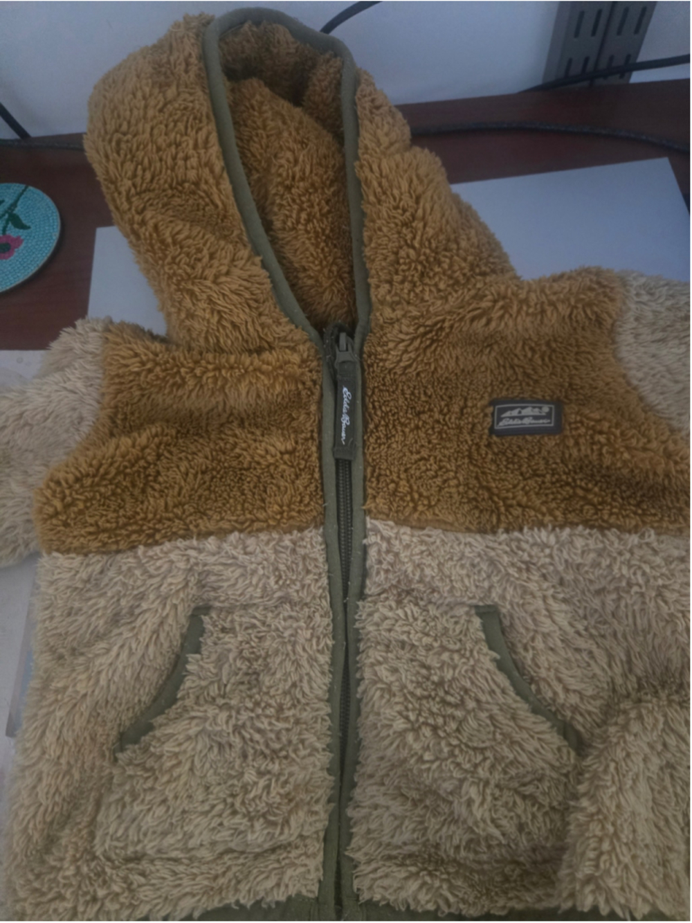 Eddie Bauer Baby Sherpa Fleece Jacket 12 Months Beige Brown